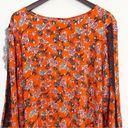 Jason Wu J  Long Sleeve Foil Print Woven Blouse w/ Lace Trim Size 2X Orange Red Photo 1