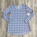 LuLaRoe  Lynnae Top Gray With Blue X Pattern XSmall Photo 0