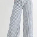 Madewell  Emmett Wide-Leg Crop Pants in Herringbone Railroad Stripe Sz 31 Photo 0