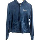 Juicy Couture  Navy Blue Y2K Velour Long Sleeve Zip Up Tracksuit Hoodie Size L Photo 0