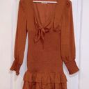 Storia  rust color smocked bodycon dress size medium Photo 4