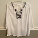 Caslon  White Embroidered Peasant Top Size Small Photo 0