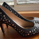 Diane Von Furstenberg  Alina black, silver studded, pointy toe heels; size 9 Photo 2