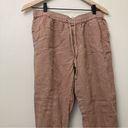 Cynthia Rowley  100% Linen Brown/Tan Lounge Drawstring Joggers Size Medium Photo 2