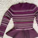 Ted Baker London Purple Stripe Peplum Blouse Sweater Photo 3