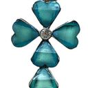 Heart Cross Blue/Green Clear Rhinestone Pendant Charm Photo 0