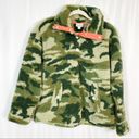 J.Crew  Vintage Sherpa Fleece Pullover Jacket Camo Camouflage Olive Army Green Photo 5