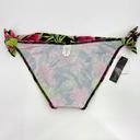 NEW Kechika Floral Bikini Bottoms Side Tie Black Hot Pink Hibiscus Green Size 12 Photo 2