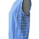 Draper James  Popover Blue Oxford Stripe Cotton Chambray Sleeveless Top Small Photo 2