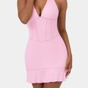 Halara  Softlyzero Airy Halter Backless Tie Back Corset Ruffle Hem Mini dress M Photo 0