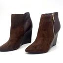 Shoedazzle  Brown Ashley Pointed Toe Wedge Ankle Booties Photo 9