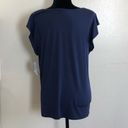 Maison Jules New  Eyelet Flutter Sleeves Top Navy Photo 4