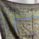 Vintage Square Scarf Brown Green Dark Floral Paisley Boho Fairy Grunge 26x26 Photo 1