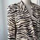 ZARA  Zebra Animal Print Beige Black Satin Double-Breasted Oversized Blazer Small Photo 3