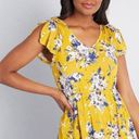 Modcloth  Feeling Fluttery Yellow Floral Top Peplum Size XS Photo 0