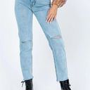 Princess Polly  Attica Jeans Womens 8 Blue Light Wash Denim Button Fly Distressed Photo 0