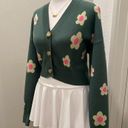 Daisy Bailey Rose Green Pink & Pale Yellow  Floral Cropped Cardigan Sweater - S Photo 14