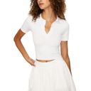 Alala  Seamless Polo Top in White Large Womens Cropped Stretch Blouse Photo 13