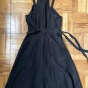 J.Crew  Black Linen Cotton Strapless Flowy Wrap Dress - Small Photo 1