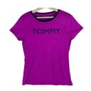 Tommy Hilfiger  T-Shirt Womens Size L Purple Brand Print Logo Round Neck Knit Photo 0