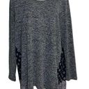 Max jeans  Gray and Black Long Sleeve Blouse Top with Sheer Pattern in Plus Size Photo 0