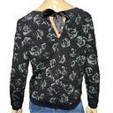 Gold Hinge Hinge Nordstrom Women’s Size S Black Gray Rose Jacquard Bow Back Sweatshirt Photo 3