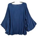 Bobeau  Tunic Top Womens Plus 3X Blue Embroidered V Neck Bell Sleeve Flowy Blouse Photo 3