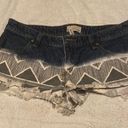 Roxy  Distressed Frayed Denim Booty Skater Shorts Aztec​​ Photo 0