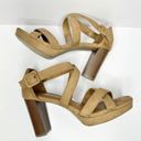 Anne Klein  Sandals Womens Size 10 Tan Crossover Block Heel Open Toe Heels Photo 4