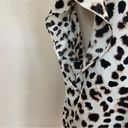 Cynthia Steffe White Animal Print Ruffle Short Sleeve V-Neck Chiffon Blouse Photo 1