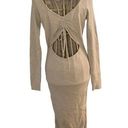 All in Favor NWT  gathered front cutout long sleeve ribbed midi dress M Photo 1