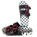 Betsey Johnson  Calli Sandals Polka Dot Floral Black Hot Pink Size 7 Photo 0