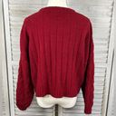 The Moon  & MADISON Chenille Crewneck Cable Knit Cropped Sweater Red-Medium Photo 1