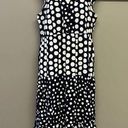 Loft  Navy White Polka Dot V-Neck Ruffled Flowy MIDI Dress- Medium Photo 0