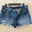 Levi's LEVI’S 501 Revolve Button Fly Dark Wash Distressed Cut Off Jean Shorts Size 29 Photo 2