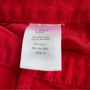 Brandy Melville John Galt  Red Denim Jean Mini Skirt Raw Frayed Hem Button Fly S Photo 6