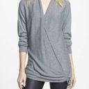 Leith  Side Tie Wrap Sweater Gray Long Sleeve Rayon Cotton WOOL Blend Surplice SM Photo 0