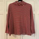 L.L.Bean  red striped cowl neck pullover medium Photo 4