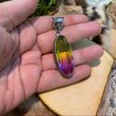 Handmade Bi-Color Tourmaline Green Purple Sterling Silver Pendant Photo 7