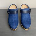 Veronica Beard  Dacey Denim Buckle Studded Clogs Size 7 Photo 2