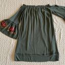 Knox Rose Olive Green Off The Shoulder 3/4 Bell Sleeve Dress S Rose Floral. Photo 2