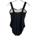 Vtg Y2K Mainstream Black Textured One Piece Swimsuit Sz 12 Sweetheart Neckline Photo 1