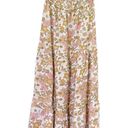 Petal and Pup  Strapless Retro Floral Midi Dress Tan Pink Cream Size 4 70s Boho Photo 2