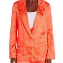 Alice + Olivia  Shanda Jacquard Satin Pajama Blazer Coral Orange Womens Small Photo 3