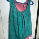 Lovemarks  tank top blouse shirt size Large Green Pink Birds semi-sheer Photo 2