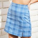 Brandy Melville NWT  John Galt California PacSun Light Blue Plaid Cara Mini Skirt Photo 2