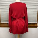 CAbi L //  Red Cabaret Ribbed Wrap Belted Cardigan Sweater Photo 5