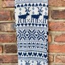 Forever 21  Tan Navy Blue Reindeer Knit Winter Holiday Rectangle Scarf Women's Photo 1