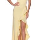 La Femme Flutter Slit Trumpet Gown 28294 in Pale Yellow 10 NWOT Photo 0