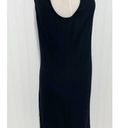 Vince  Ribbed Knit Fitted Pencil Midi Dress Sleeveless Scoop Neck Black Large Photo 3